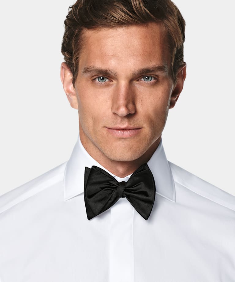 White Twill Tailored Fit Tuxedo Shirt
