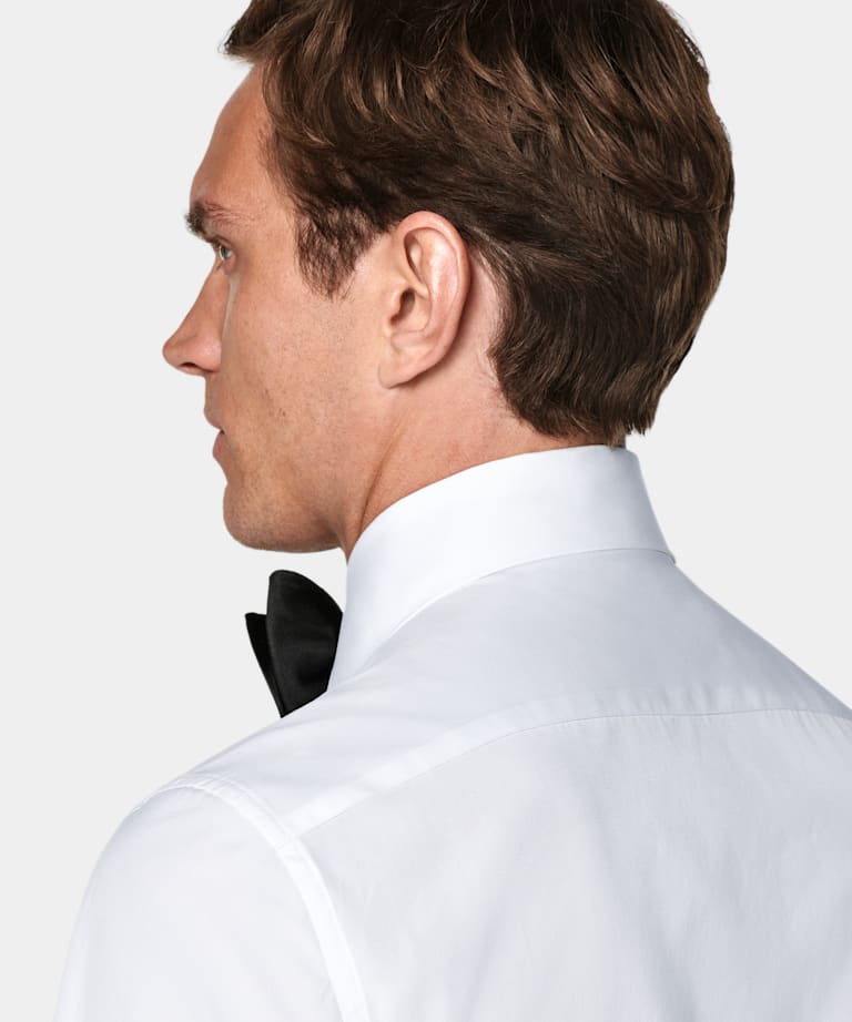 White Twill Tailored Fit Tuxedo Shirt