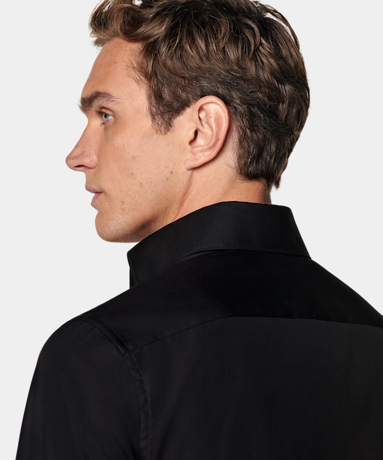 Black Poplin Tailored Fit Shirt