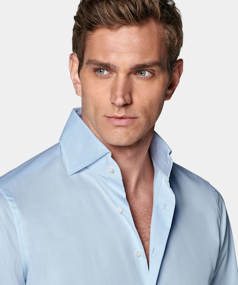 Camisa azul popelina corte Tailored