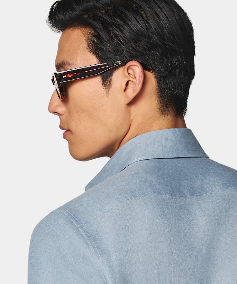 Camisa azul intermedio corte Tailored