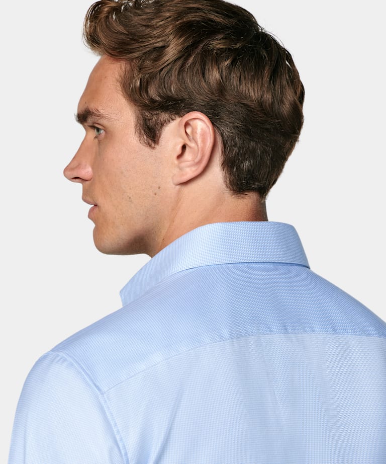 Light Blue Houndstooth Houndstooth Tailored Fit Shirt