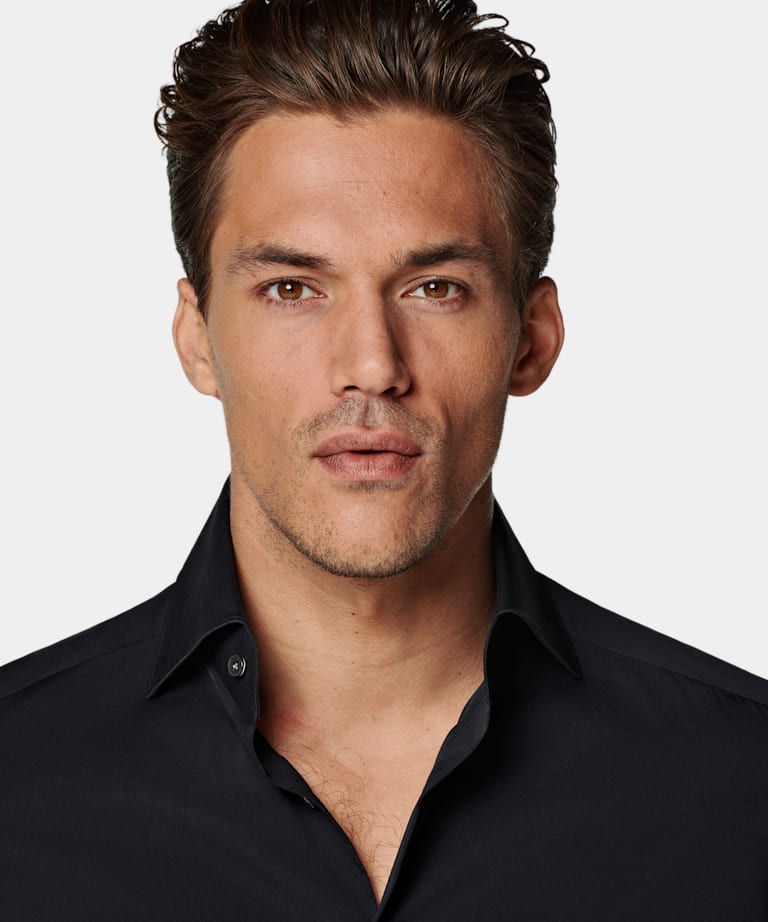 Navy Poplin Tailored Fit Shirt