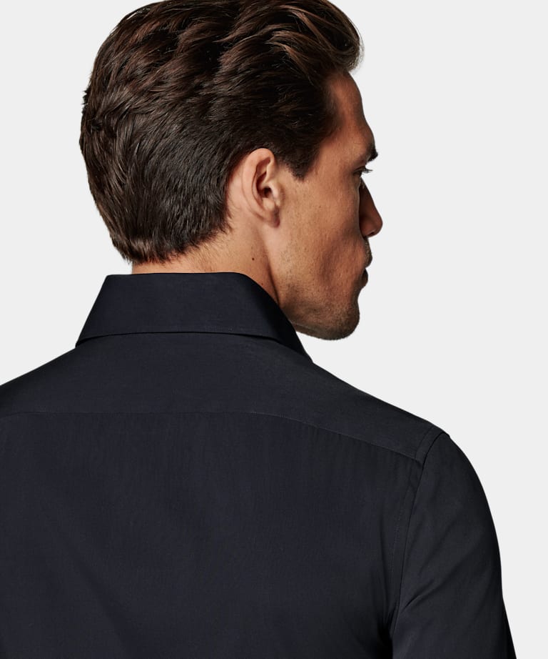 Camisa azul marino popelina corte Tailored