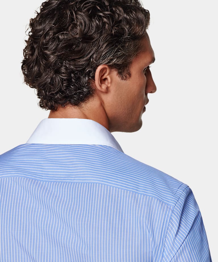 Light Blue Striped Tailored Fit Shirt