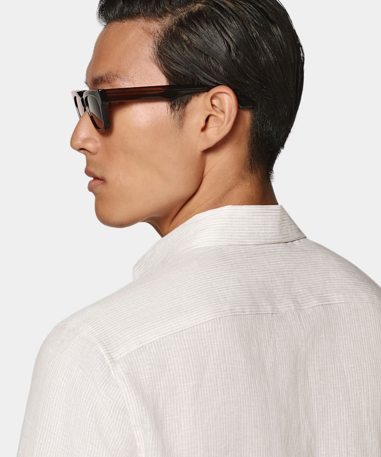 Sand Striped Tailored Fit Shirt