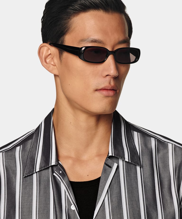 Black Striped Short Sleeve Shirt