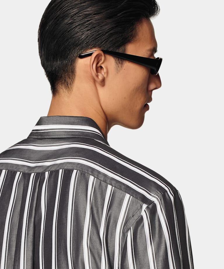 Black Striped Short Sleeve Shirt