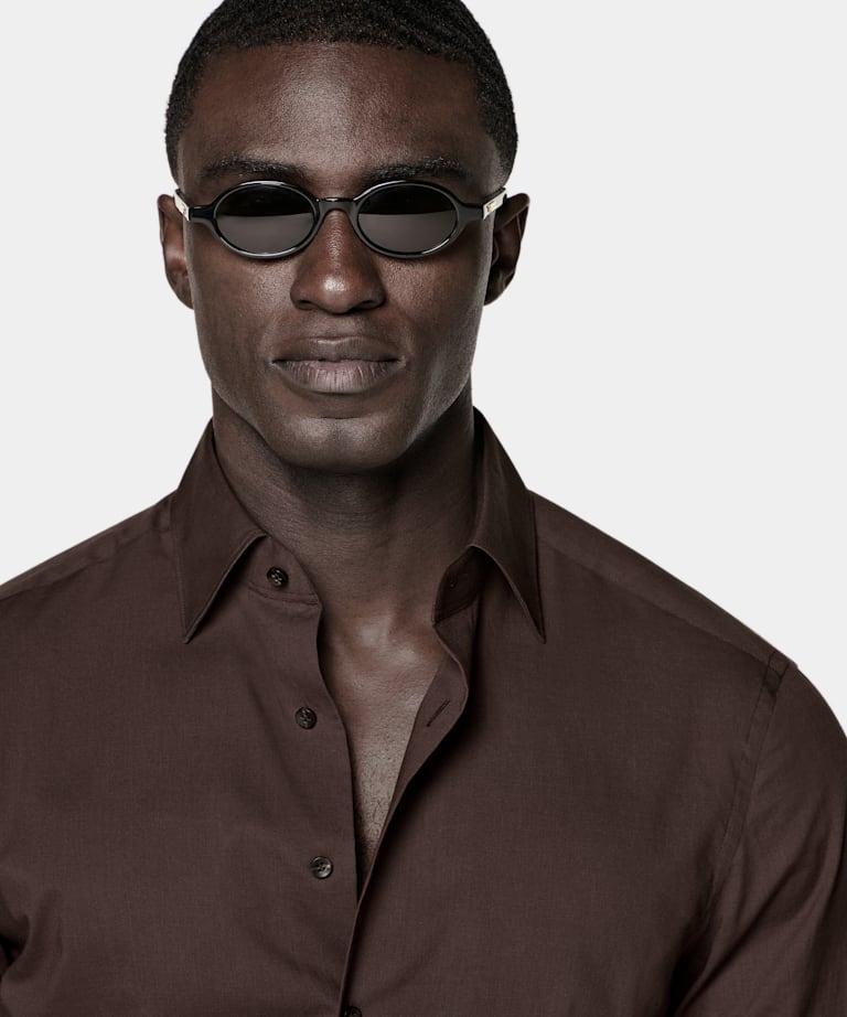 Dark Brown Cotton Shirt