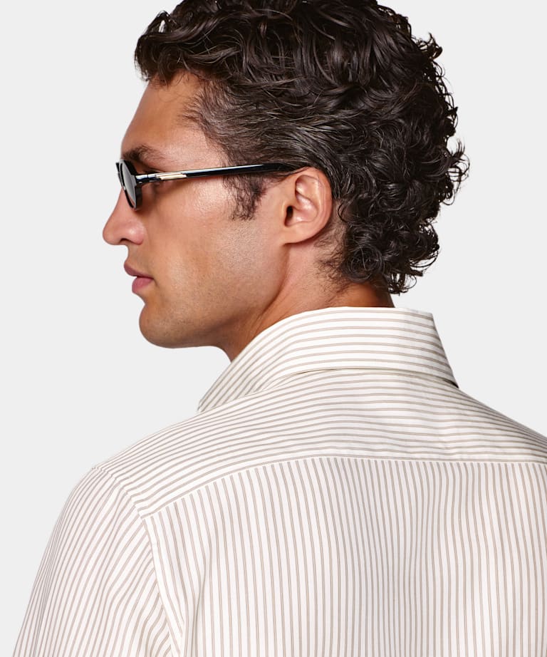 Light Brown Striped Lyocell Shirt