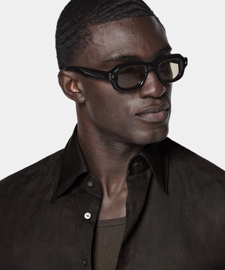 Dark Brown Linen Silk Overshirt