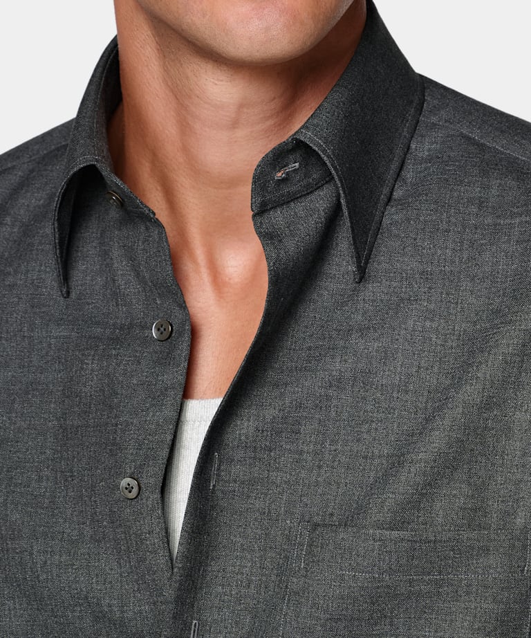 Dark Grey Wool Overshirt