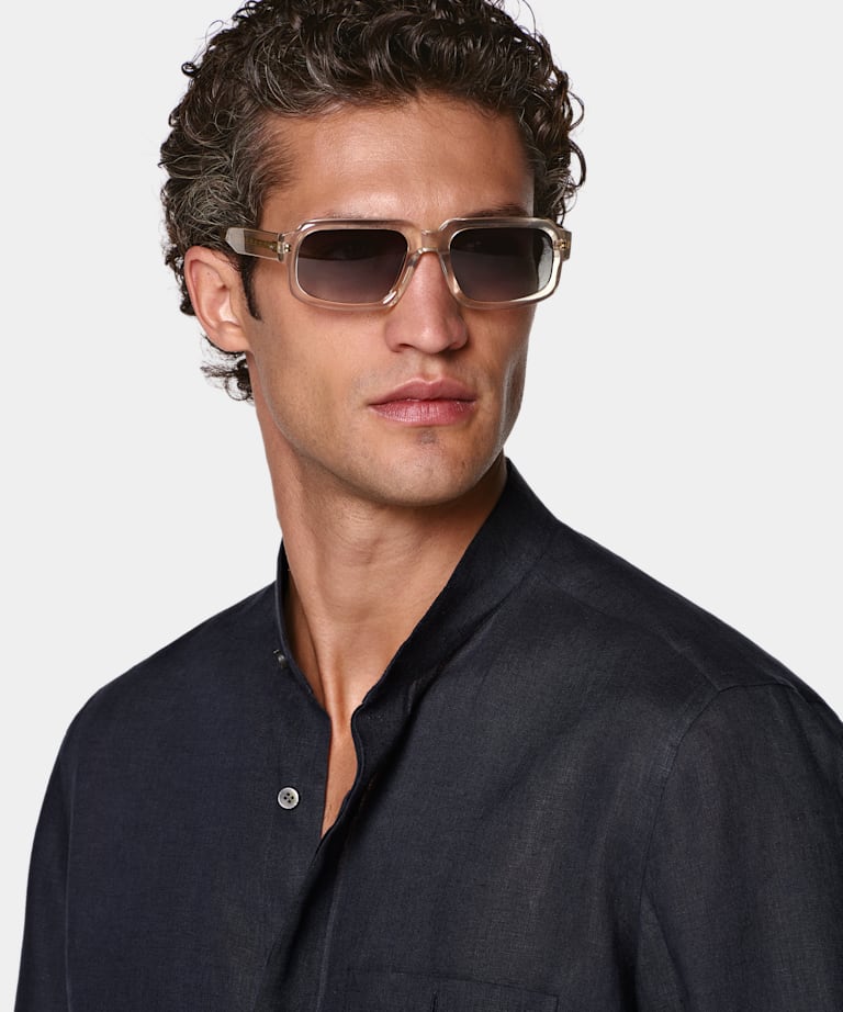 Navy Linen Overshirt