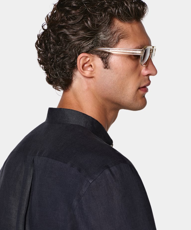 Navy Linen Overshirt