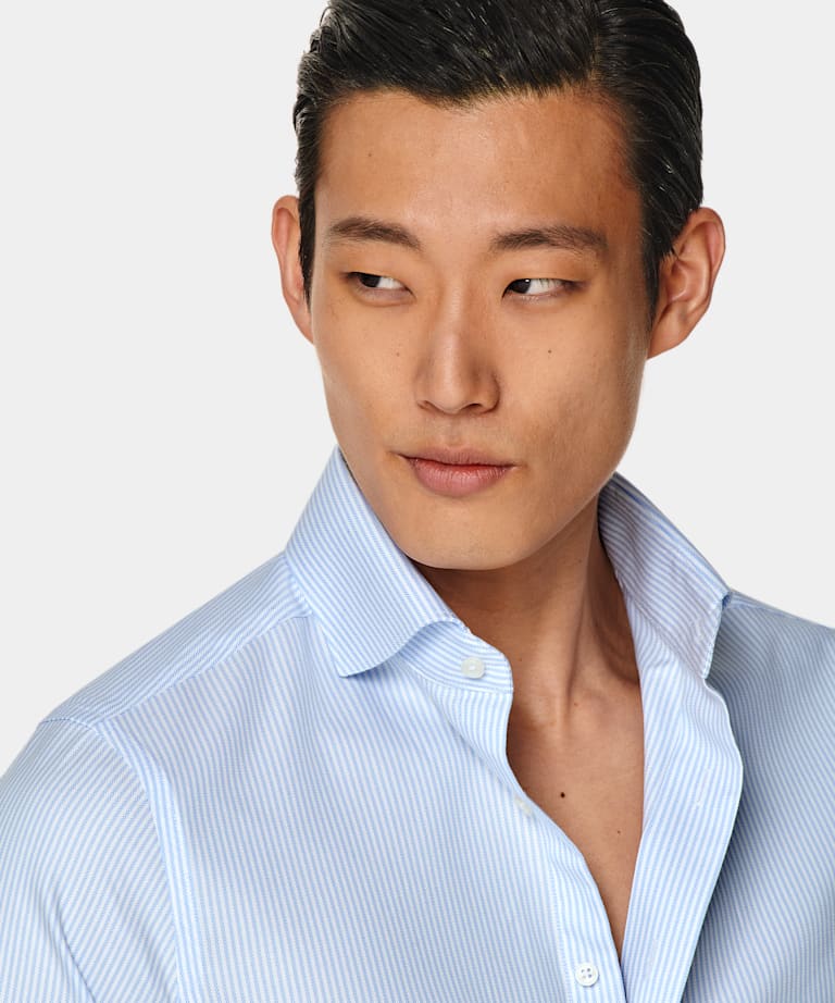 Randig ljusblå Oxfordskjorta med extra smal passform