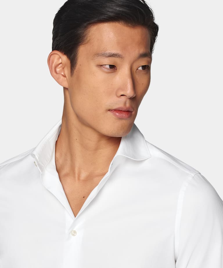 Chemise coupe très ajustée en twill blanche