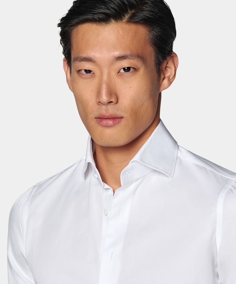 Chemise coupe ajustée en twill blanche