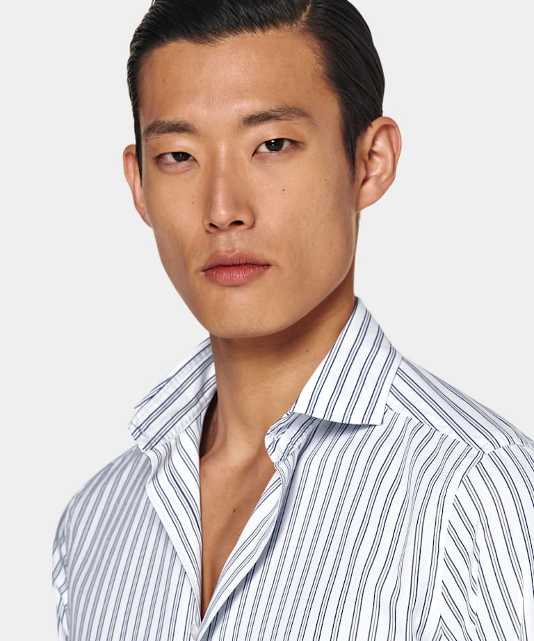 Dark Blue Striped Extra Slim Fit Shirt