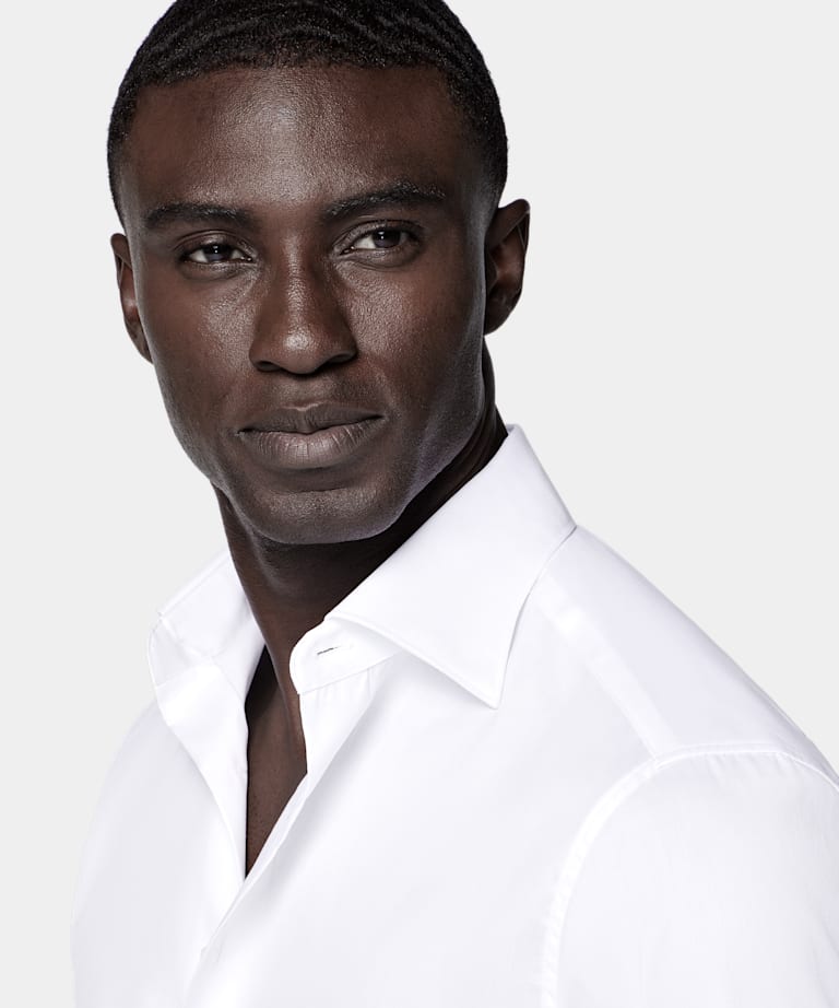 White Widespread Collar Shirt