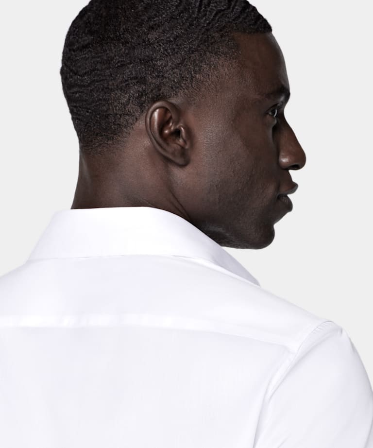 White Widespread Collar Shirt