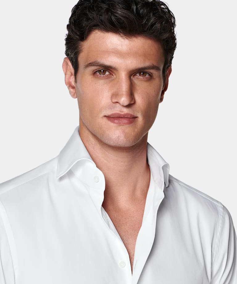 White Widespread Collar Shirt