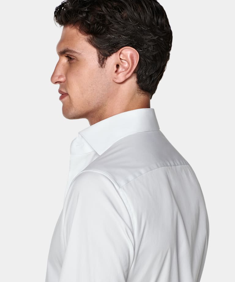 White Widespread Collar Shirt