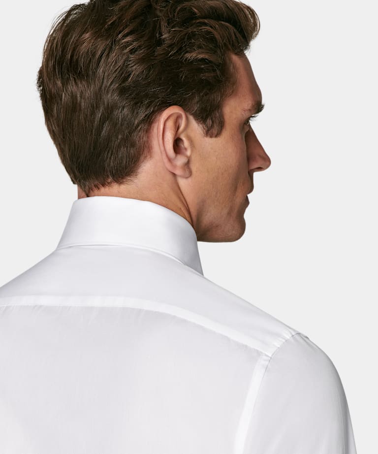White Plissé Tailored Fit Tuxedo Shirt