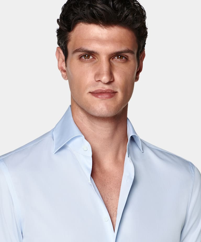 Light Blue Widespread Collar Shirt