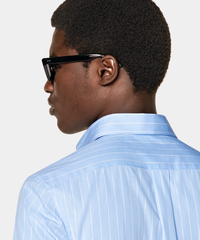 Light Blue Striped Tailored Fit Shirt