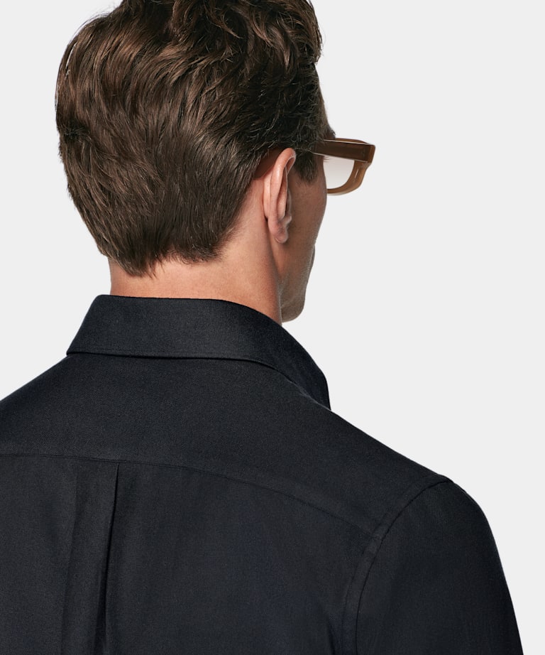 Navy Cotton Flannel Shirt