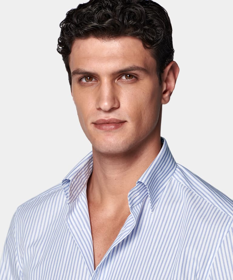 White Striped Classic Collar Shirt