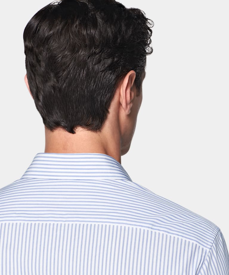 White Striped Classic Collar Shirt