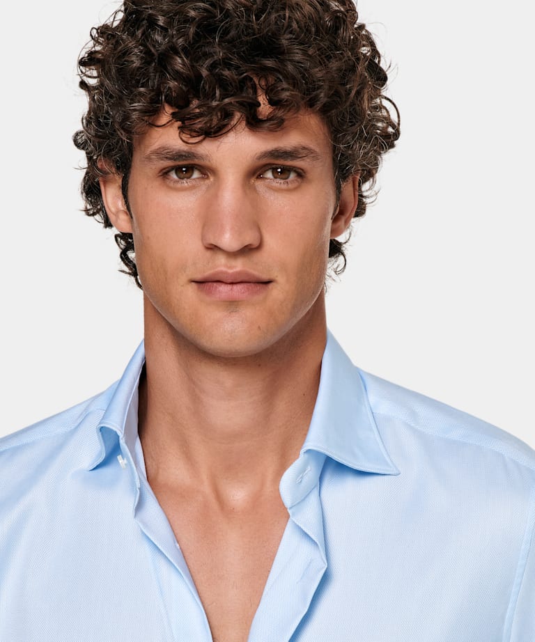 Light Blue Widespread Collar Shirt