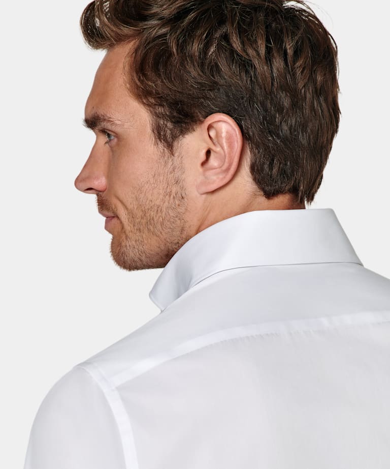 White Widespread Collar Shirt