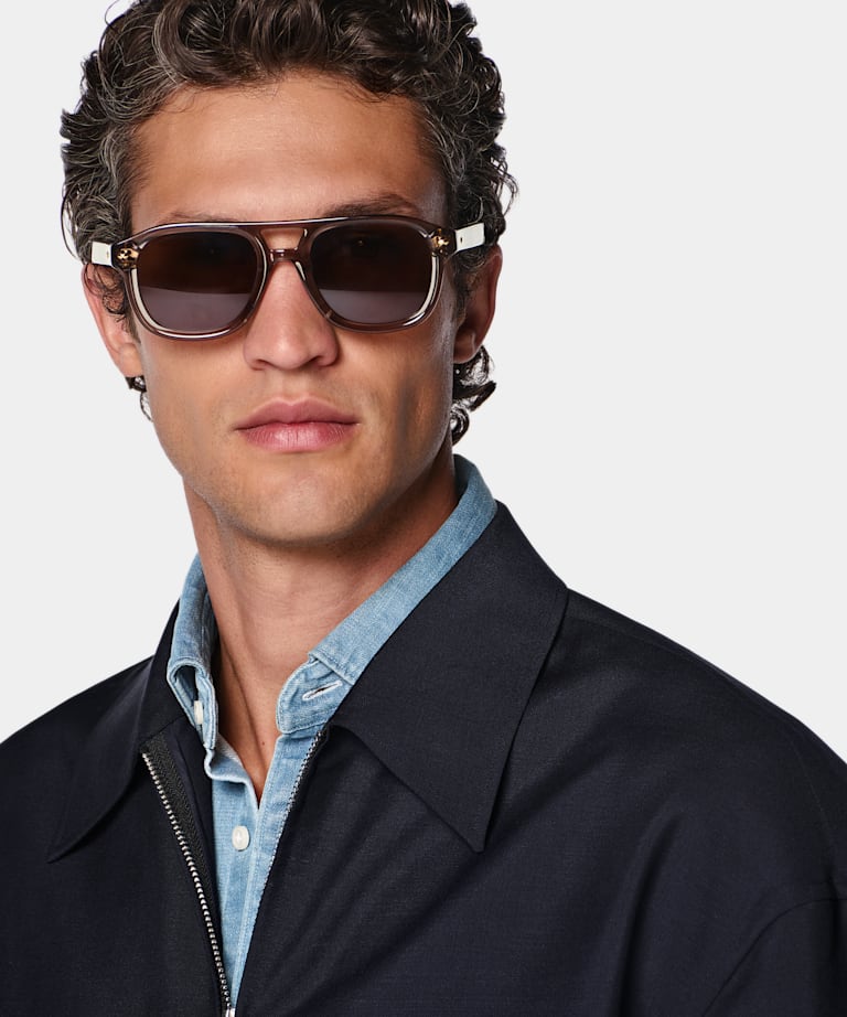 Navy Wool Mohair Overshirt