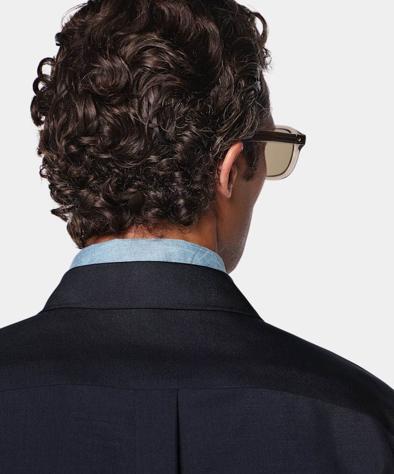 Navy Wool Mohair Overshirt