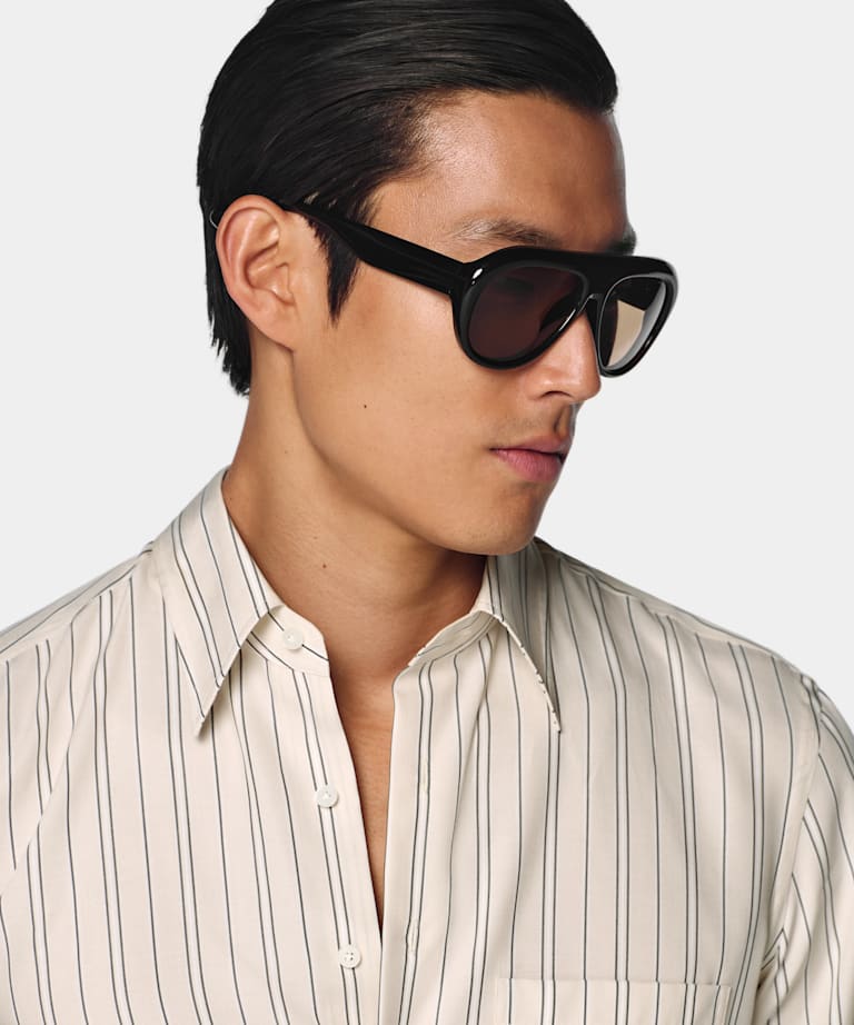 Light Yellow Striped Lyocell Shirt