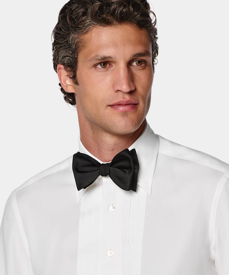 Chemise de smoking en pliss&eacute; blanc cass&eacute;