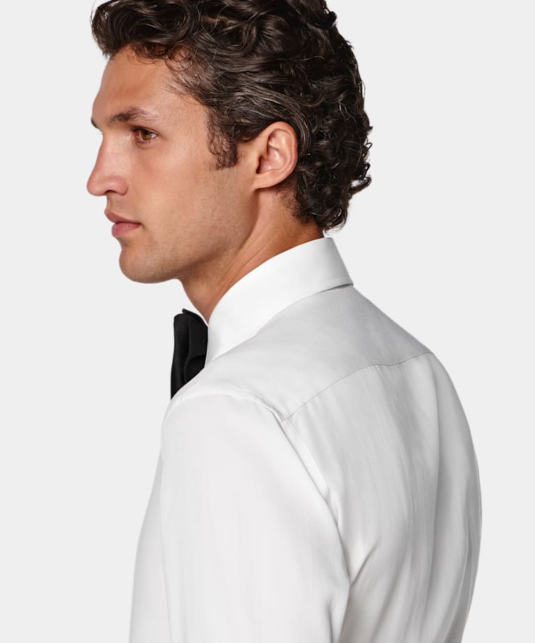 Chemise de smoking en pliss&eacute; blanc cass&eacute;