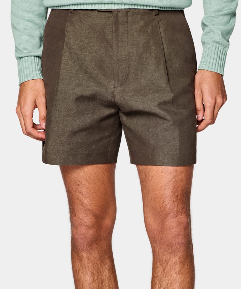 Dark Brown Straight Leg Shorts