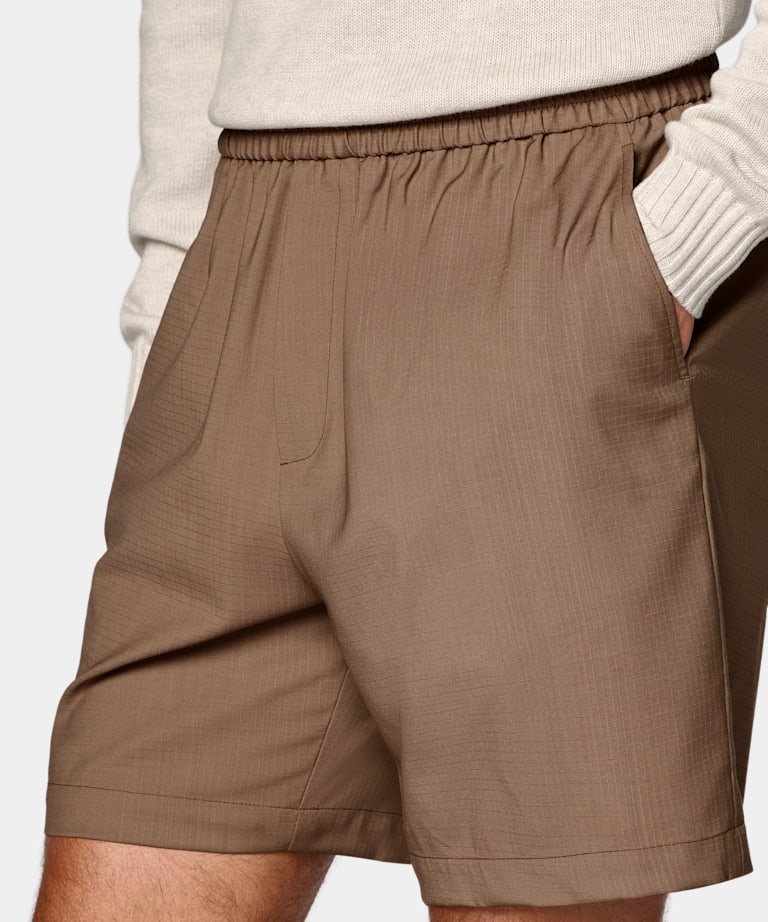 Mid Brown Straight Leg Shorts