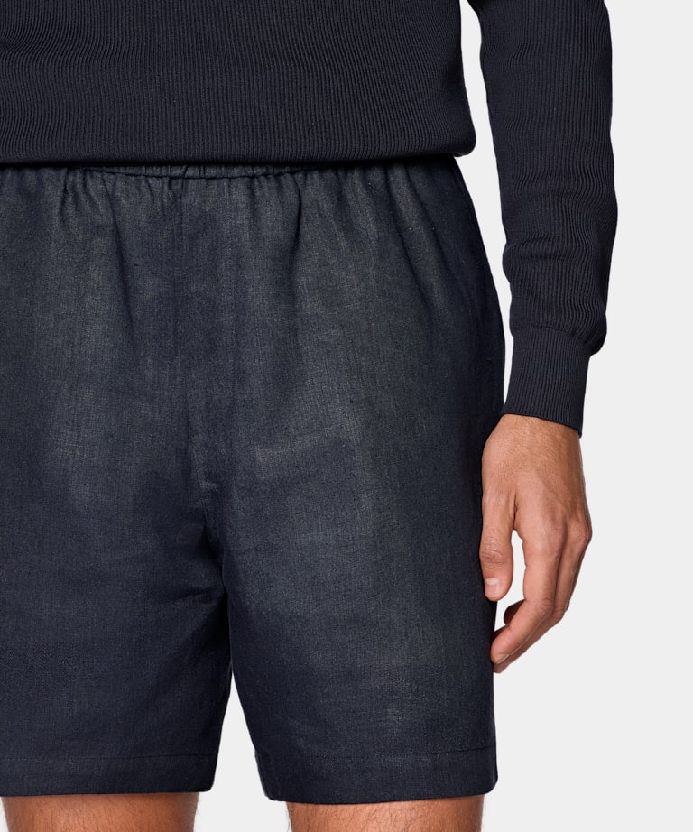 Navy Straight Leg Shorts