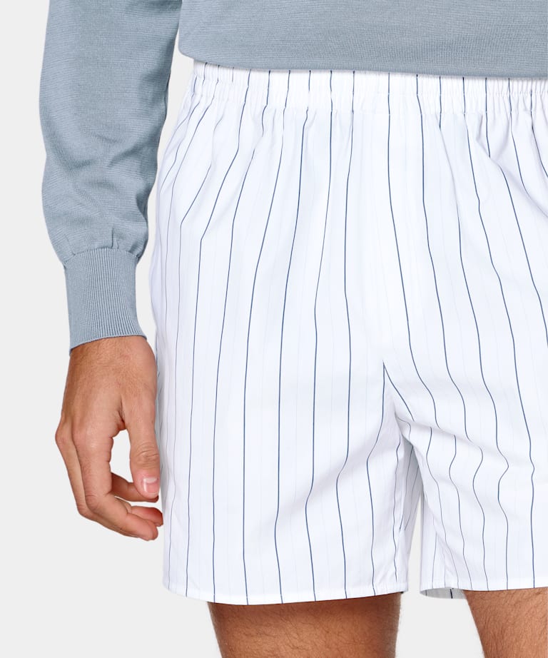 Witte Gestreepte Shorts Straight Leg