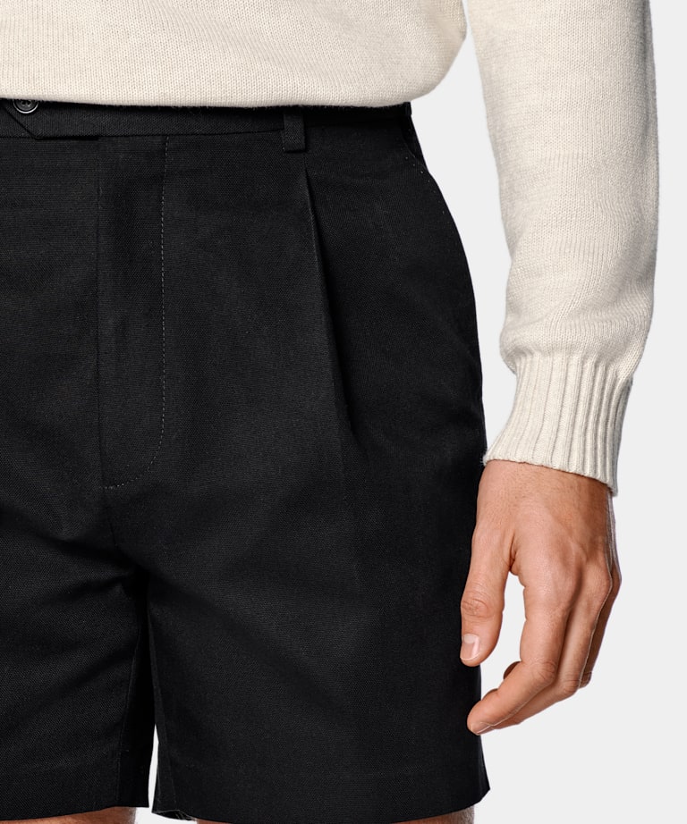 Black Straight Leg Shorts