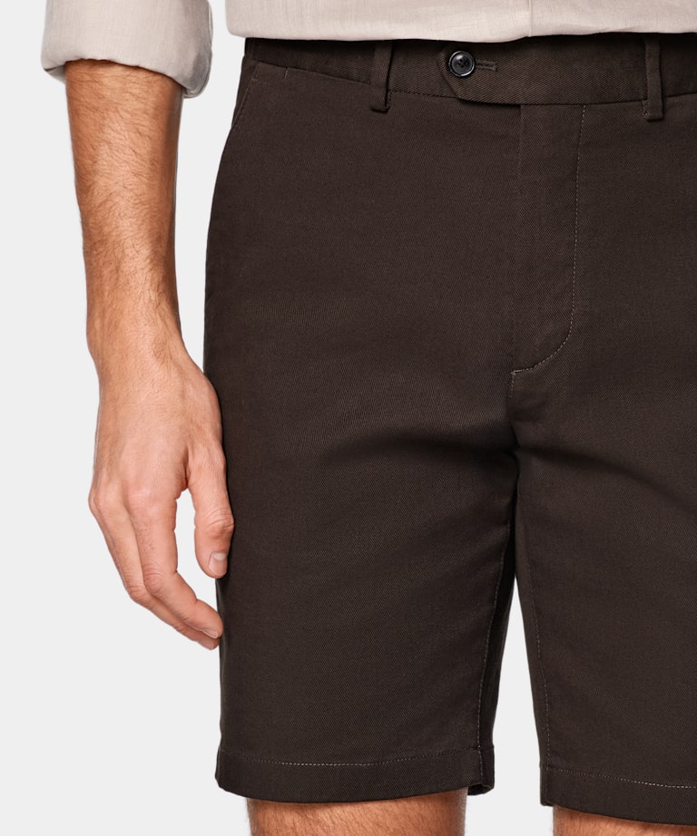 Dark Brown Slim Leg Shorts