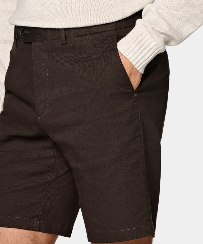 Dark Brown Slim Leg Chino Shorts