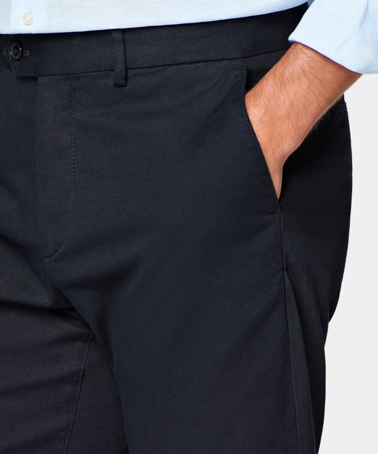 Navy Slim Leg Chino Shorts