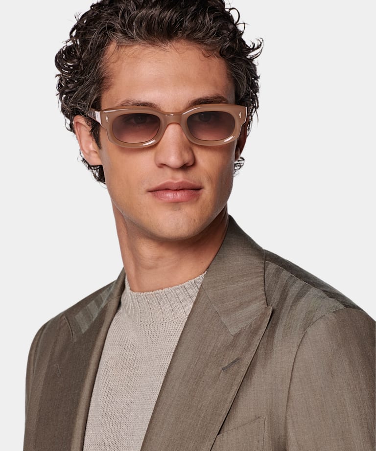 Taupe Herringbone Perennial Tailored Fit Havana Suit