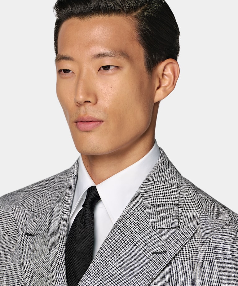 Black Checked Tailored Fit Havana Suit