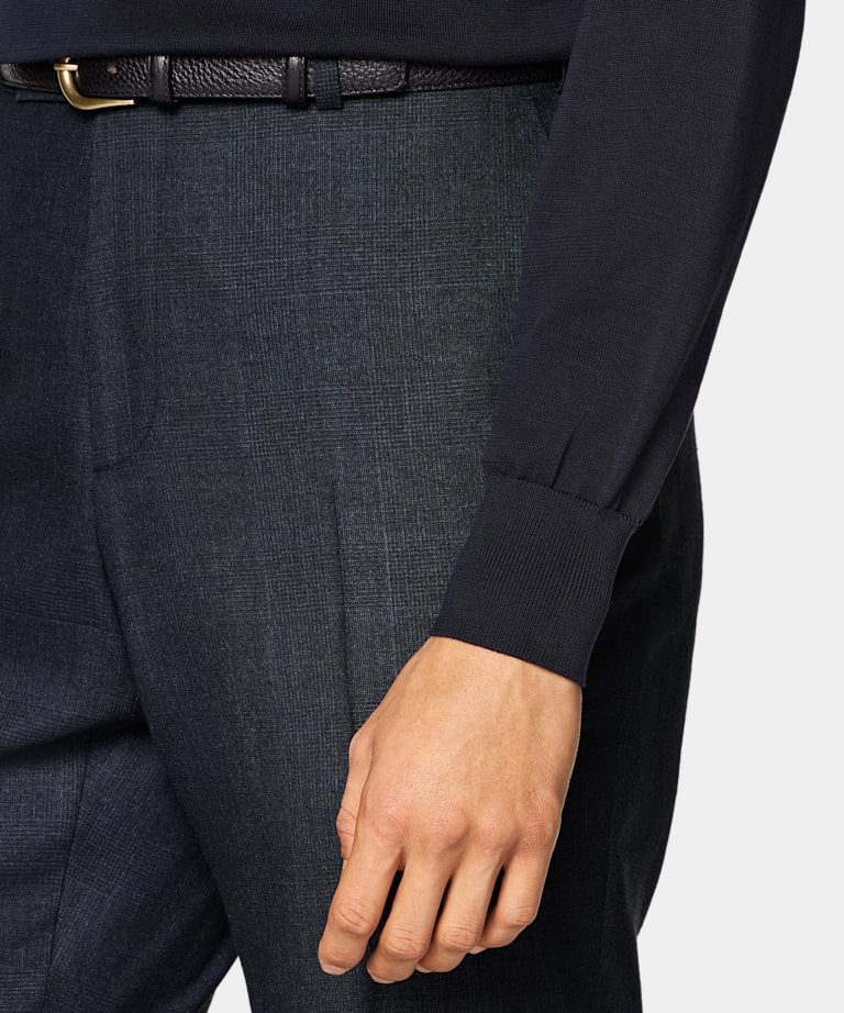 Navy Checked Tailored Fit Havana Suit